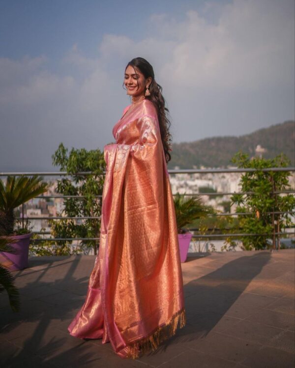 Banarasi Stylish Wedding Silk Pink Saree