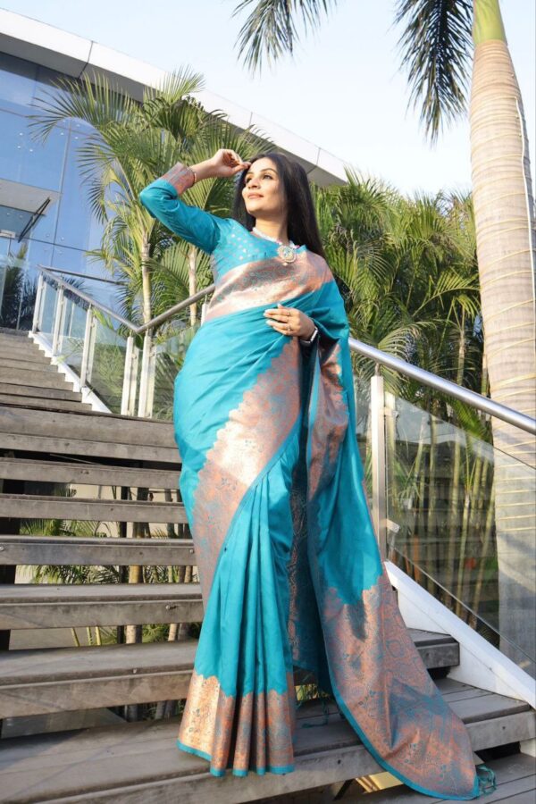 Wedding Kanjivaram Sky Blue Saree