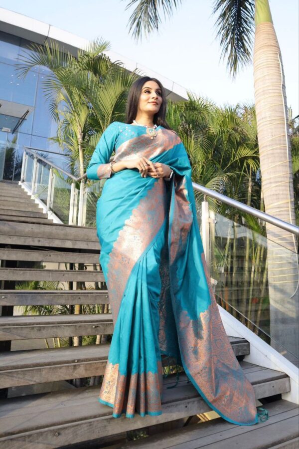 Wedding Kanjivaram Sky Blue Saree
