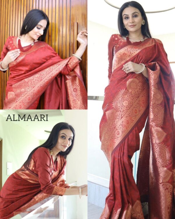 Silk Maroon Saree With Designer Border