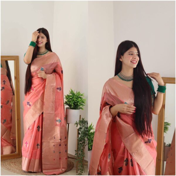Stylish Wedding Silk Pink Saree