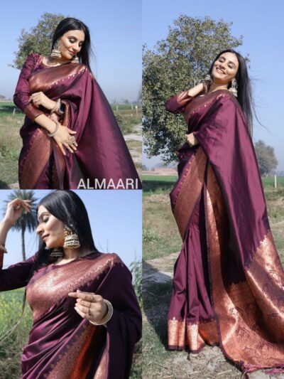 Traditional Banarasi Purple Saree