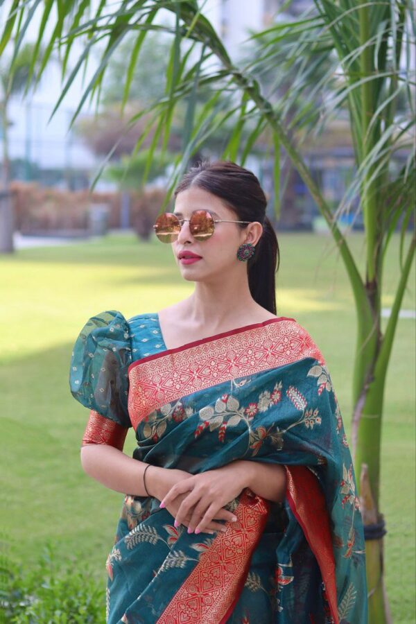 Wedding Festival wear Sky Blue Saree