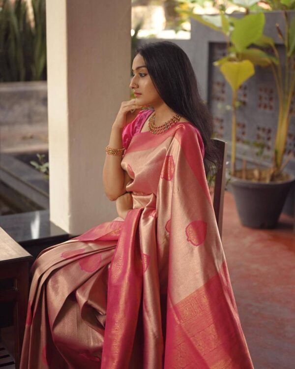 Fancy Wedding Party Silk Pink Saree