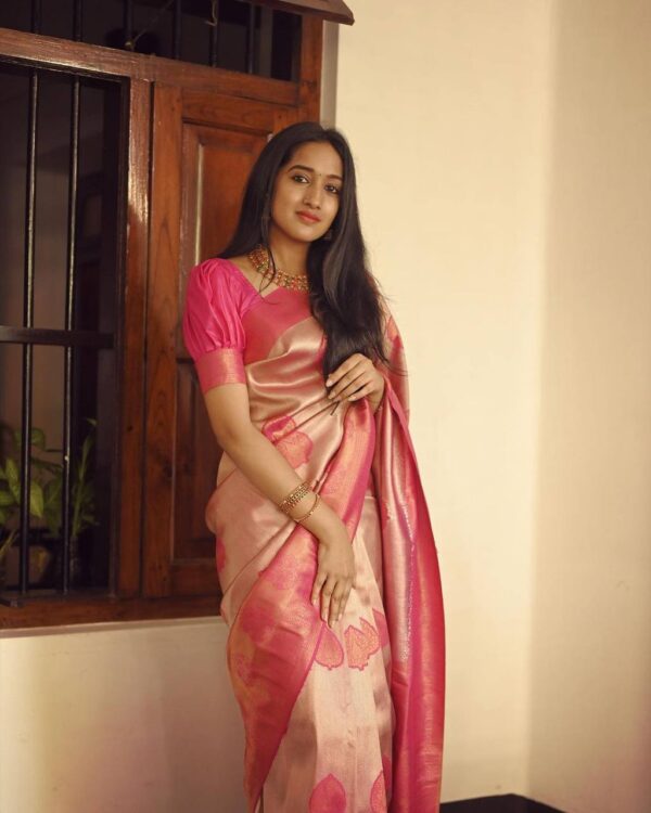 Fancy Wedding Party Silk Pink Saree