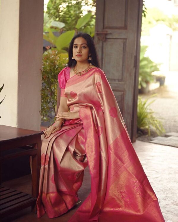 Fancy Wedding Party Silk Pink Saree