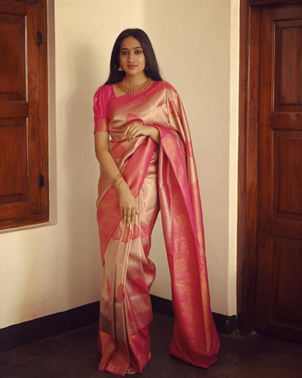 Fancy Wedding Party Silk Pink Saree