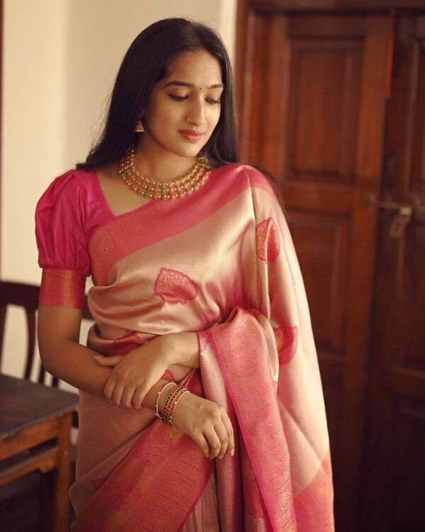 Fancy Wedding Party Silk Pink Saree