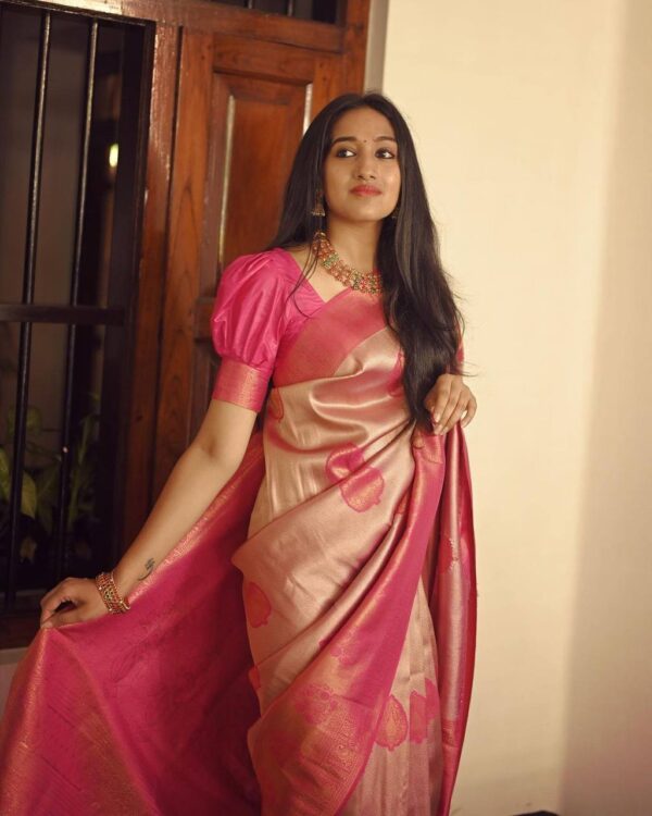 Fancy Wedding Party Silk Pink Saree