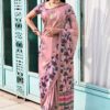 Pink Saree with Stylish Digital Print