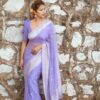 Banarasi Bollywood Stylish Silk Purple Saree