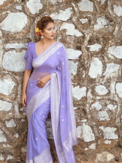 Banarasi Bollywood Stylish Silk Purple Saree