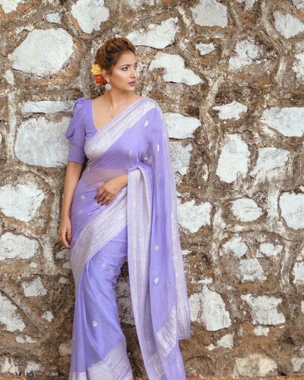 Banarasi Bollywood Stylish Silk Purple Saree