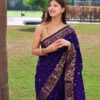 Banarasi Floral Border Silk Blue Saree
