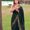 Banarasi Wedding Silk Dark Green Saree