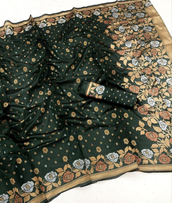 Banarasi Wedding Silk Dark Green Saree