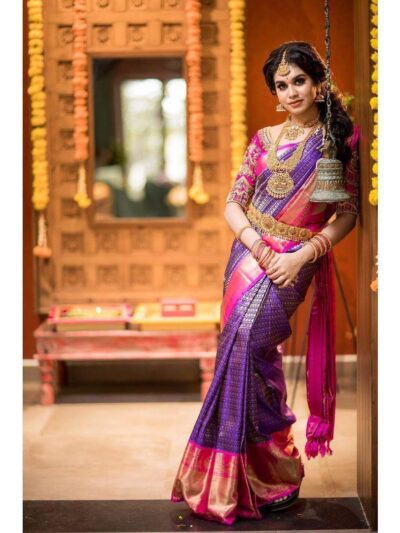 Traditional Bridal Silk Purple Saree