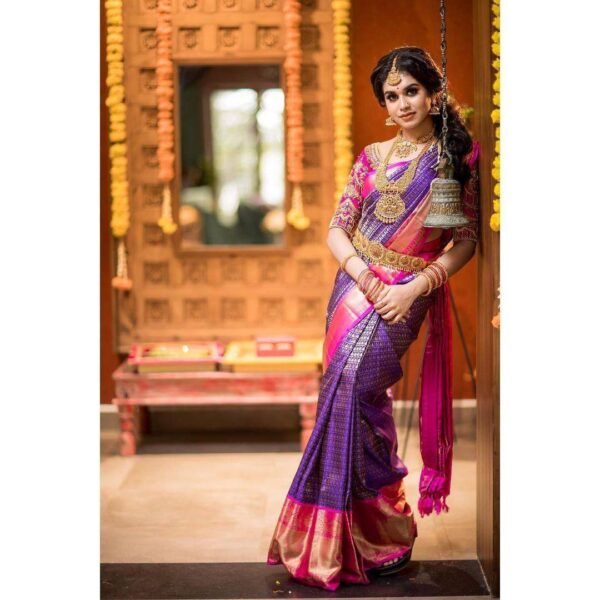 Traditional Bridal Silk Purple Saree