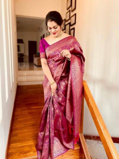 Banarasi Ethnic Wedding Silk Purple Saree