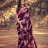 Latest Georgette Floral Design Purple Saree