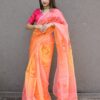 Party Floral Orange Saree in Organza