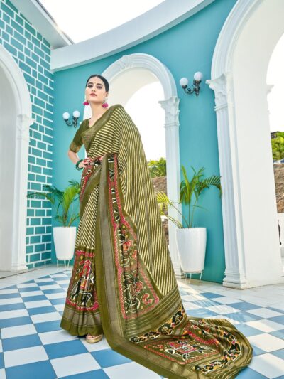 Wedding Silk Patola Design Green Saree