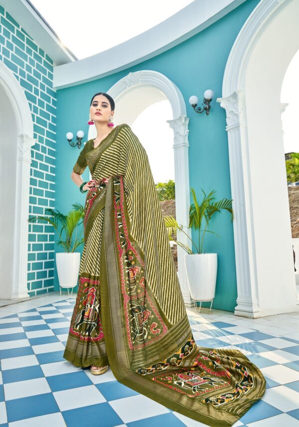 Wedding Silk Patola Design Green Saree