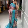 Patola Purple Saree with Sky Blue Border