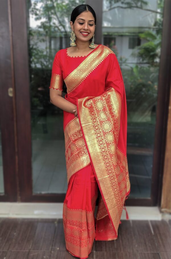 Bollywood Wedding Banarasi Silk Red Saree