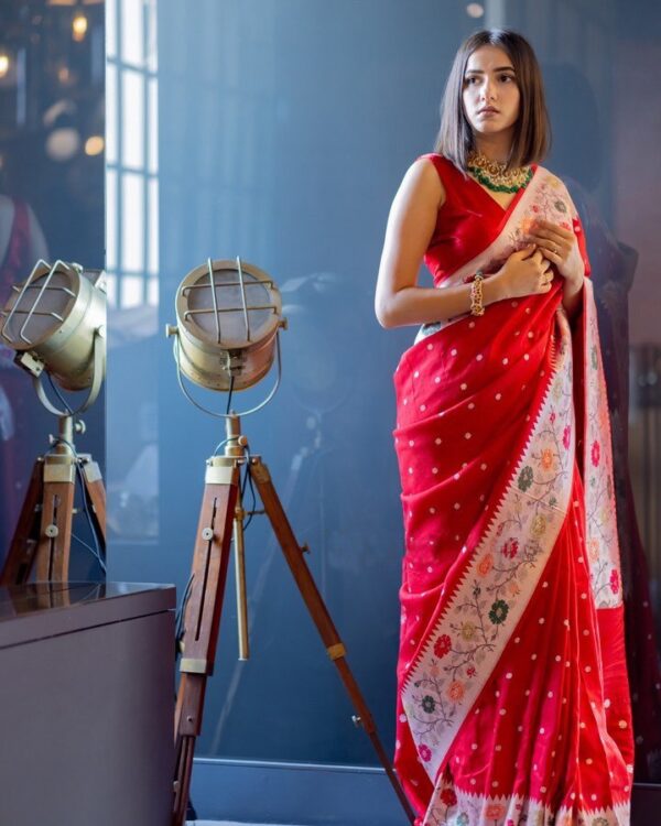 Traditional Paithani Silk Red Saree