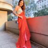 Stylish Sequence Work Silk Red Saree