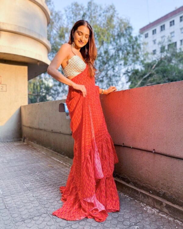Stylish Sequence Work Silk Red Saree