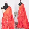 Stylish Sequence Work Silk Red Saree