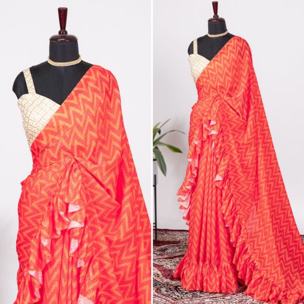 Stylish Sequence Work Silk Red Saree