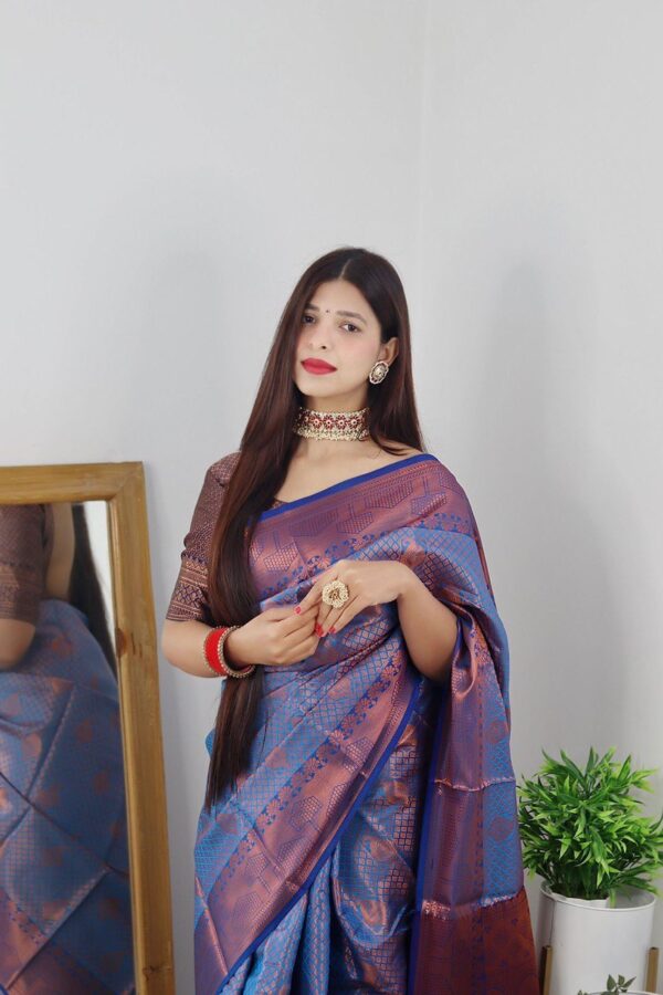 Bollywood Wedding Silk Blue Saree