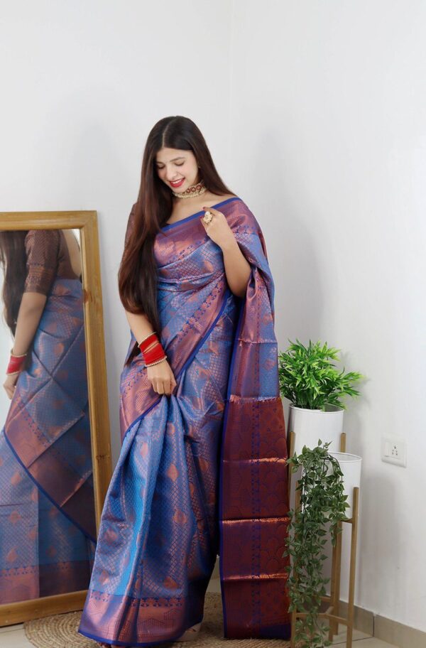 Bollywood Wedding Silk Blue Saree