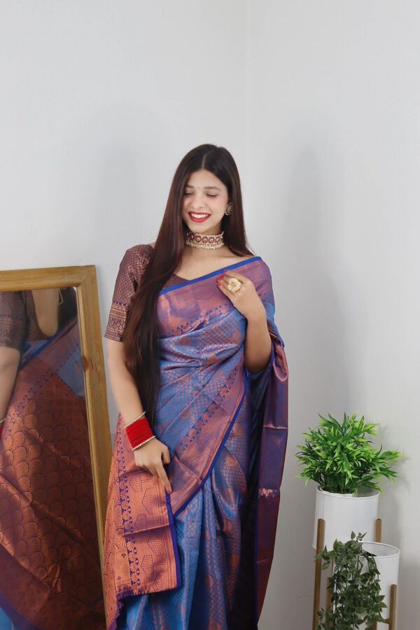 Bollywood Wedding Silk Blue Saree