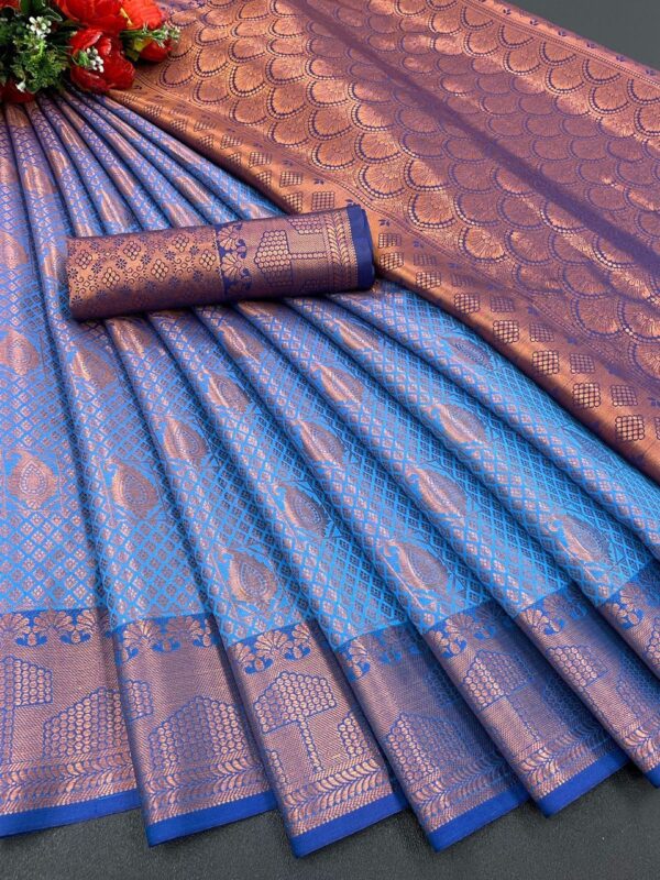 Bollywood Wedding Silk Blue Saree