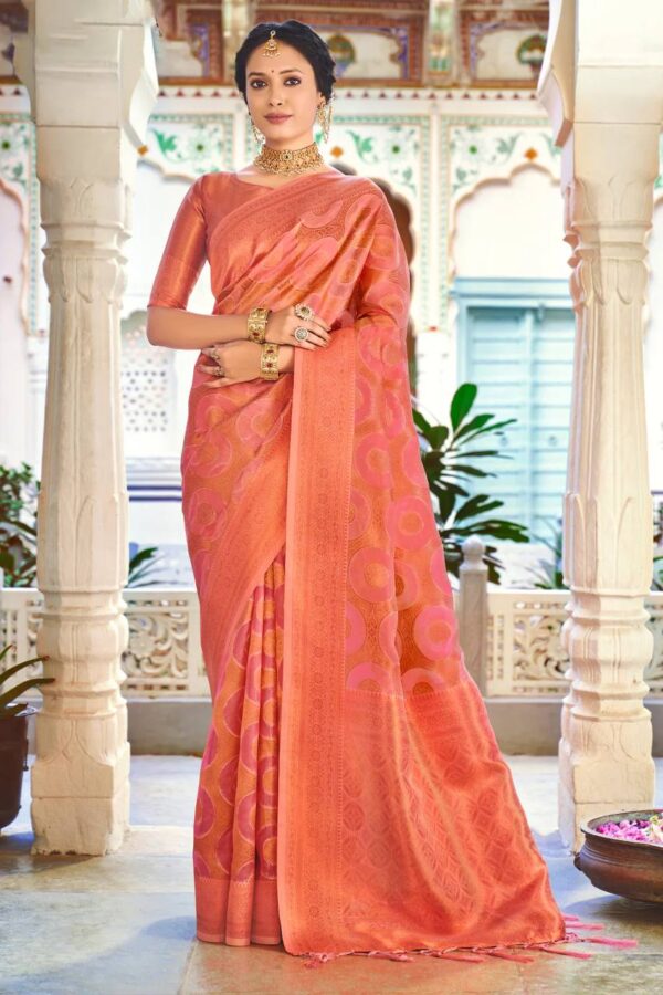 Stylish Women Wedding Silk Pink Saree