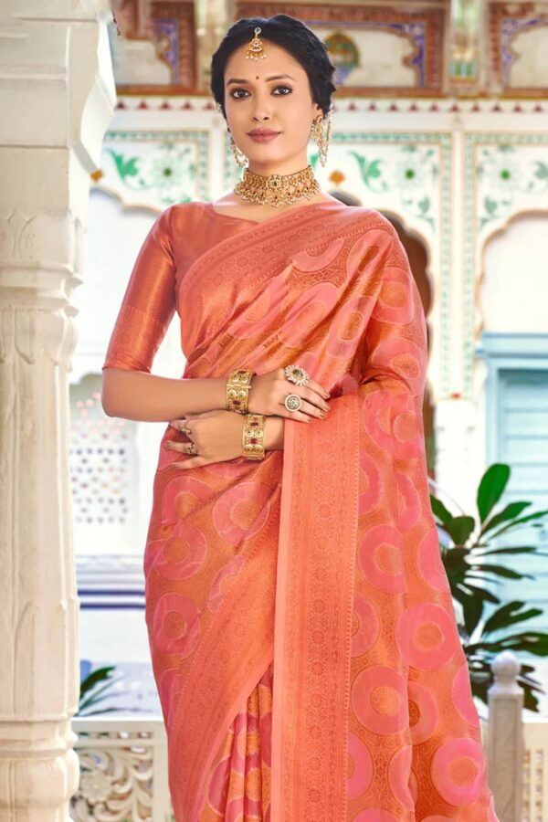 Stylish Women Wedding Silk Pink Saree