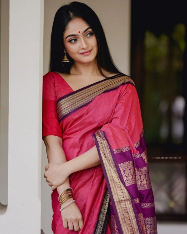 Formal Pink Saree in Banarasi Silk