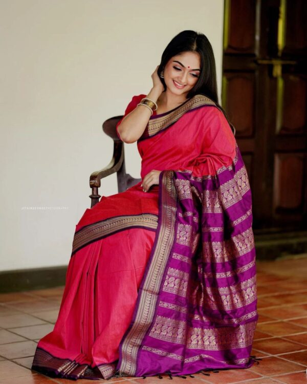 Formal Pink Saree in Banarasi Silk