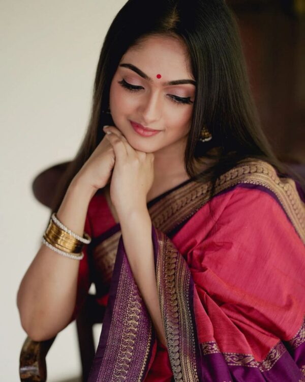 Formal Pink Saree in Banarasi Silk