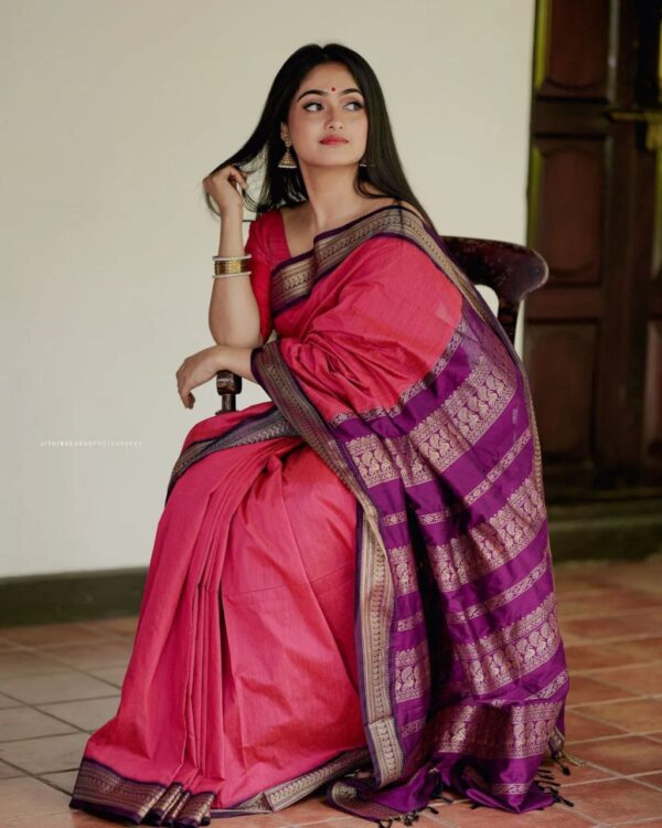 Formal Pink Saree in Banarasi Silk