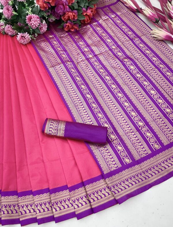Formal Pink Saree in Banarasi Silk