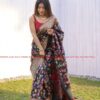 Designer Multi color Floral Black Saree