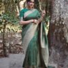 Traditional Wedding Function Green Saree