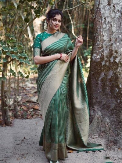 Traditional Wedding Function Green Saree