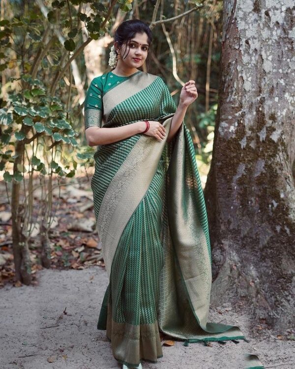 Traditional Wedding Function Green Saree