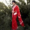 Fancy Wedding Festival Wear Red Saree